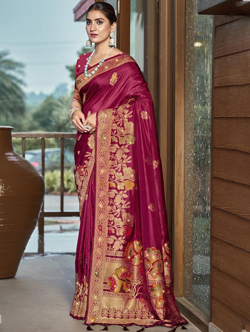 women self design banarasi saree with blouse - 21671343 - Zoom Image - 0