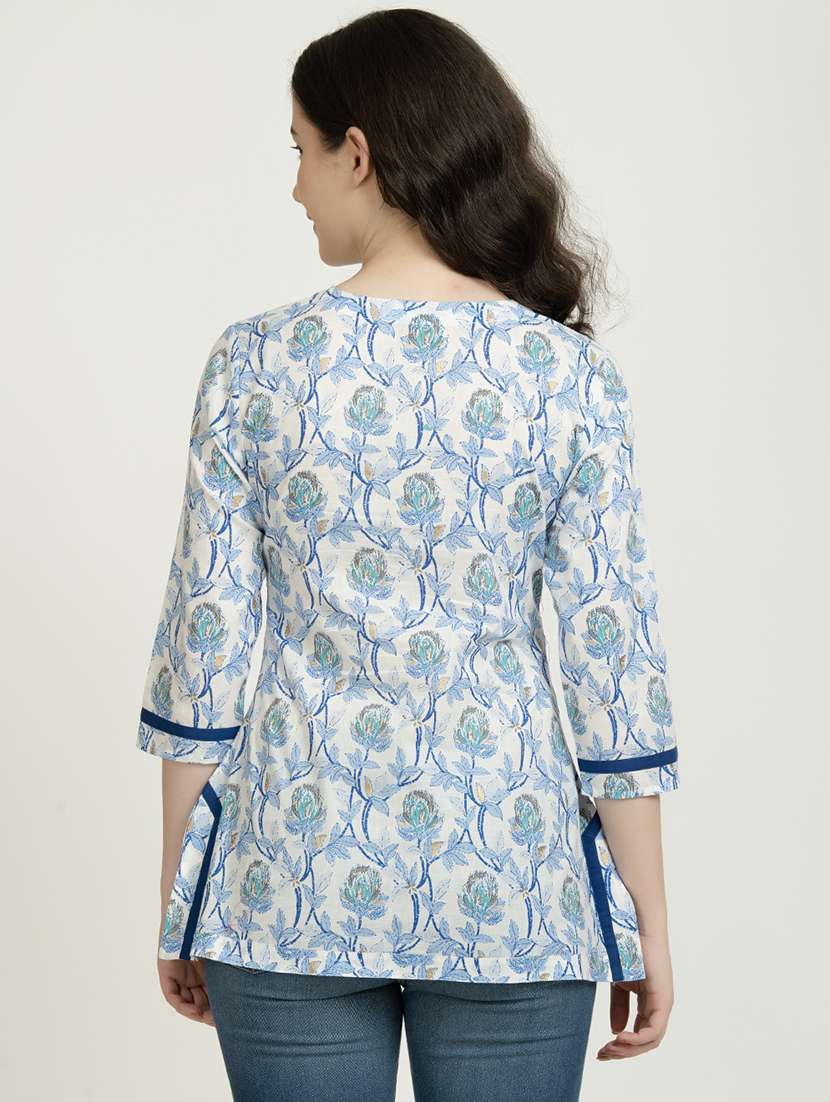 women floral key hole neck a-line kurti - 21671900 -  Standard Image - 2
