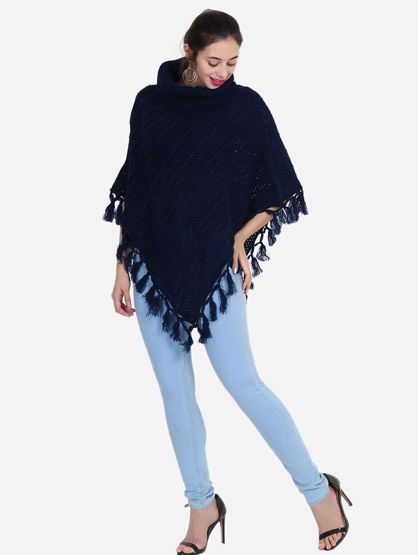 women self designed high neck poncho - 21671953 -  Standard Image - 2