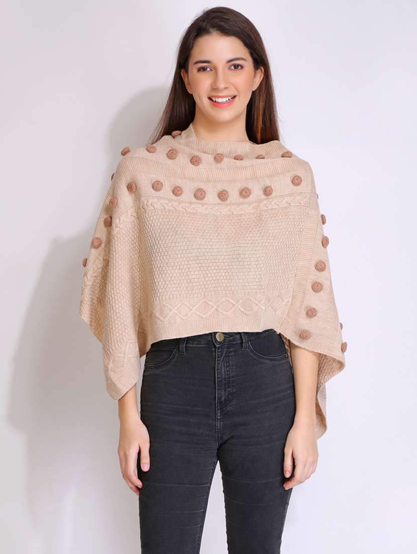 women self design high neck poncho - 21671962 - Zoom Image - 0