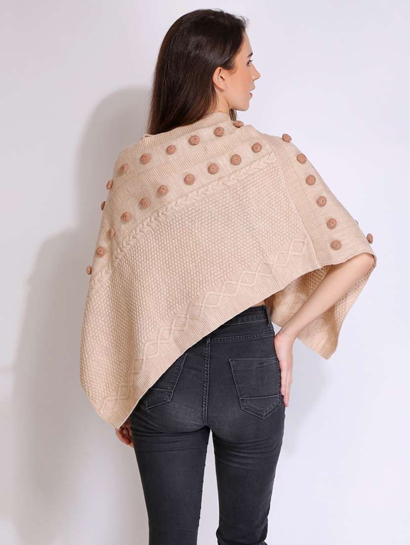 women self design high neck poncho - 21671962 - Standard Image - 2