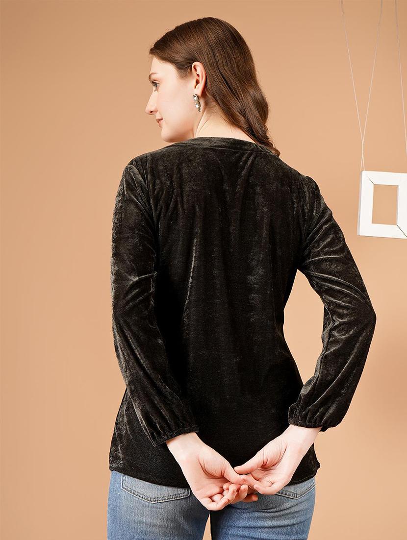 women solid long sleeves regular top - 21672109 - Standard Image - 2