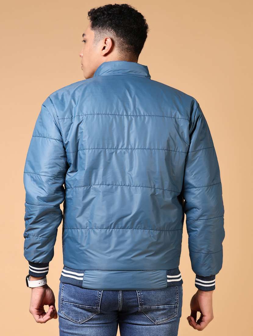 men's blue puffer jacket with stand collar - 21672259 -  Standard Image - 2