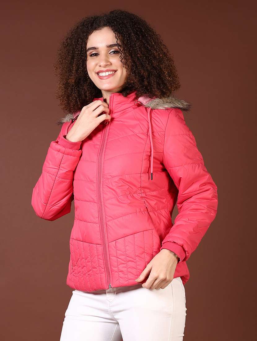 women long sleeves solid puffer jacket - 21672268 -  Standard Image - 2