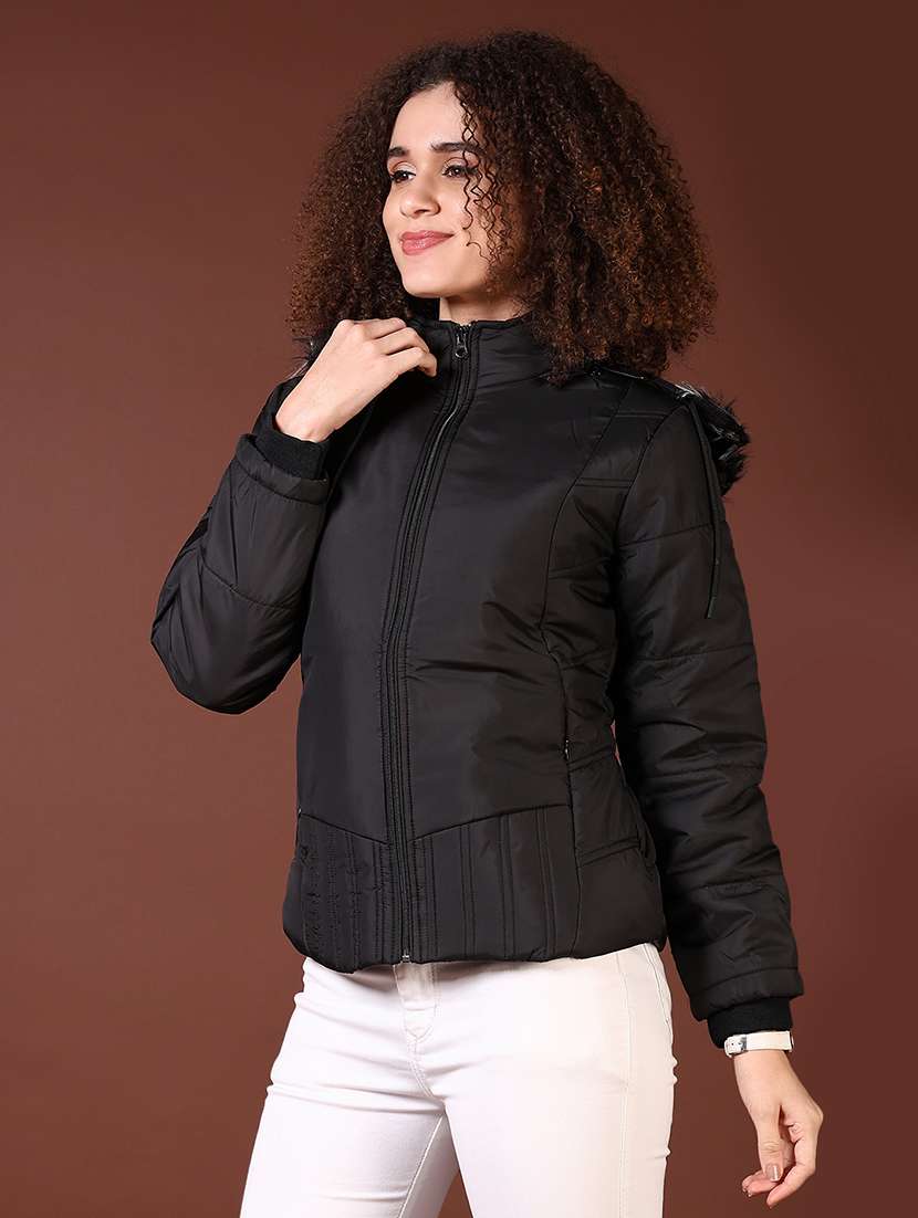 women long sleeves solid puffer jacket - 21672269 -  Standard Image - 2