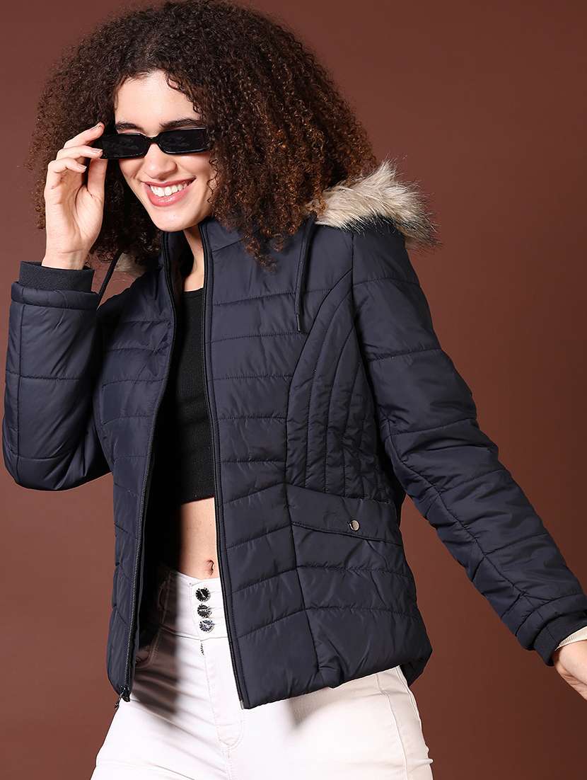Women Long Sleeves Solid Puffer Jacket - 21672270 -  Standard Image - 2