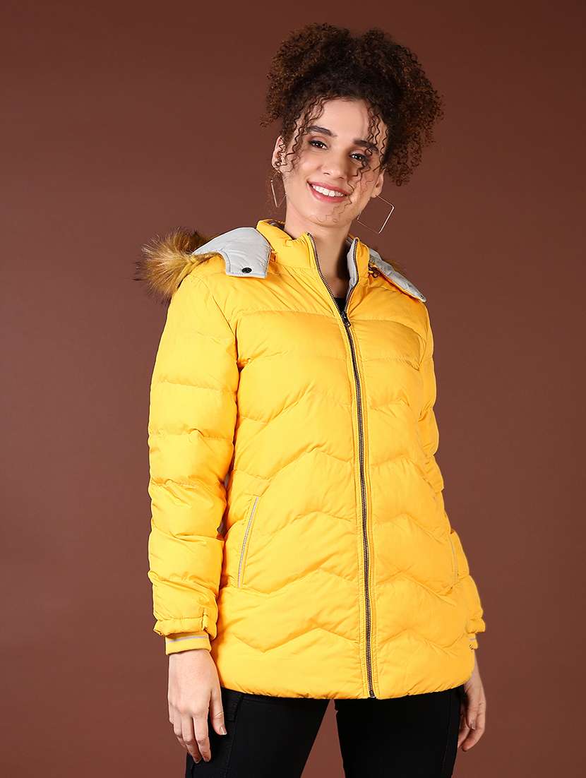 women long sleeves solid puffer jacket