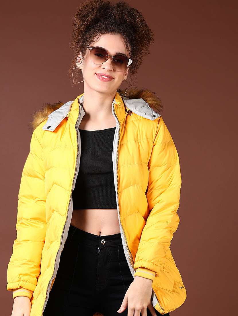 women long sleeves solid puffer jacket - 21672271 -  Standard Image - 2