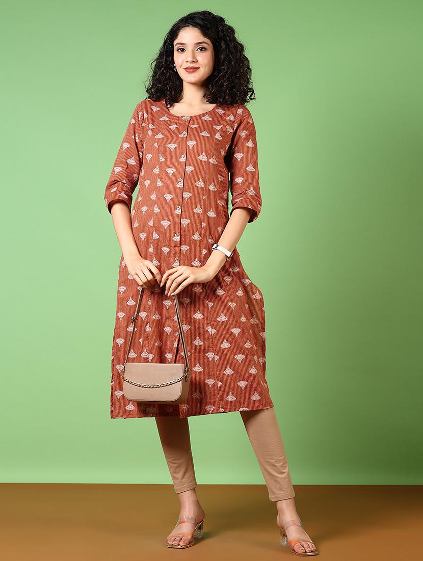women printed round neck a-line kurta - 21672281 - Zoom Image - 0