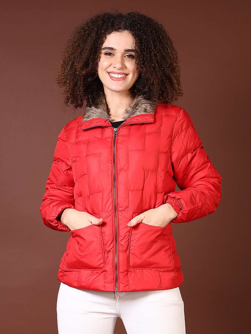 women long sleeves solid puffer jacket