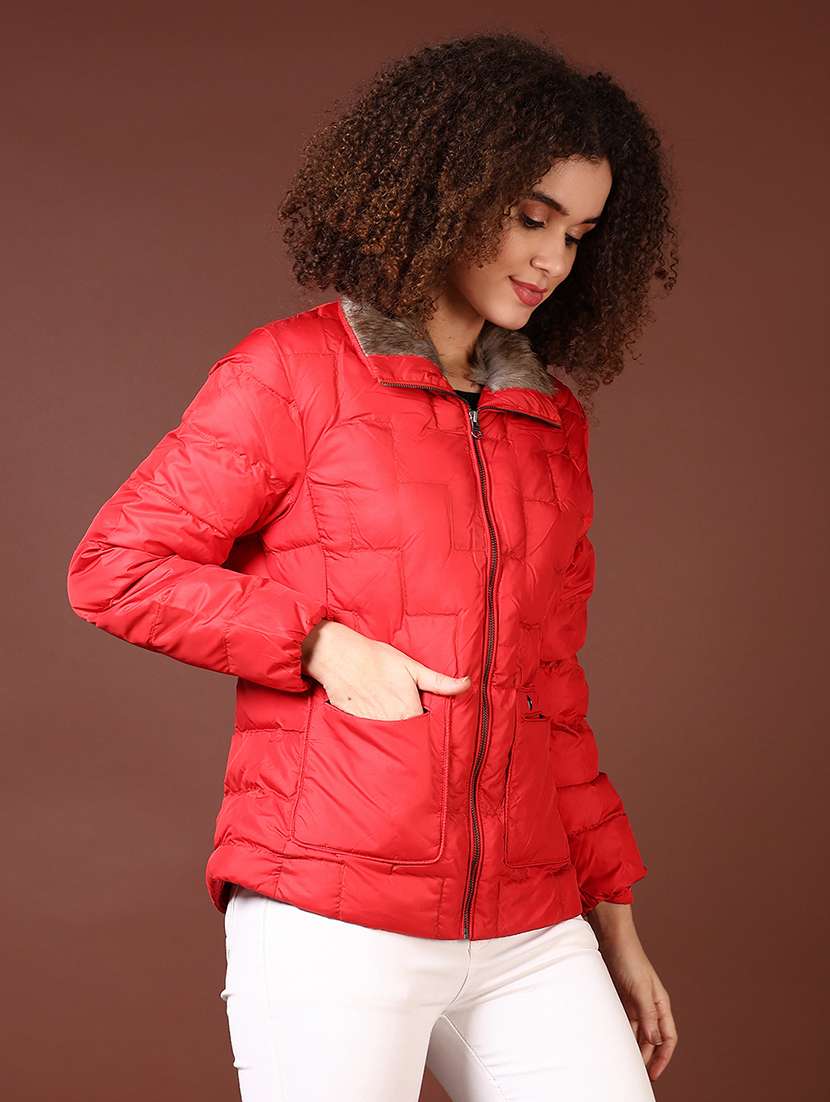 women long sleeves solid puffer jacket - 21672290 -  Standard Image - 2