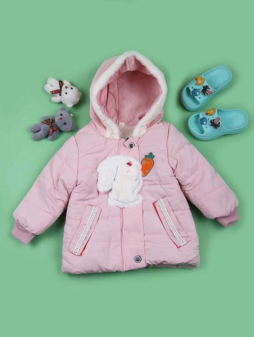 girls pink long sleeve quilted jacket