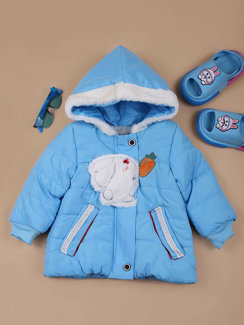 girls light blue long sleeve quilted jacket