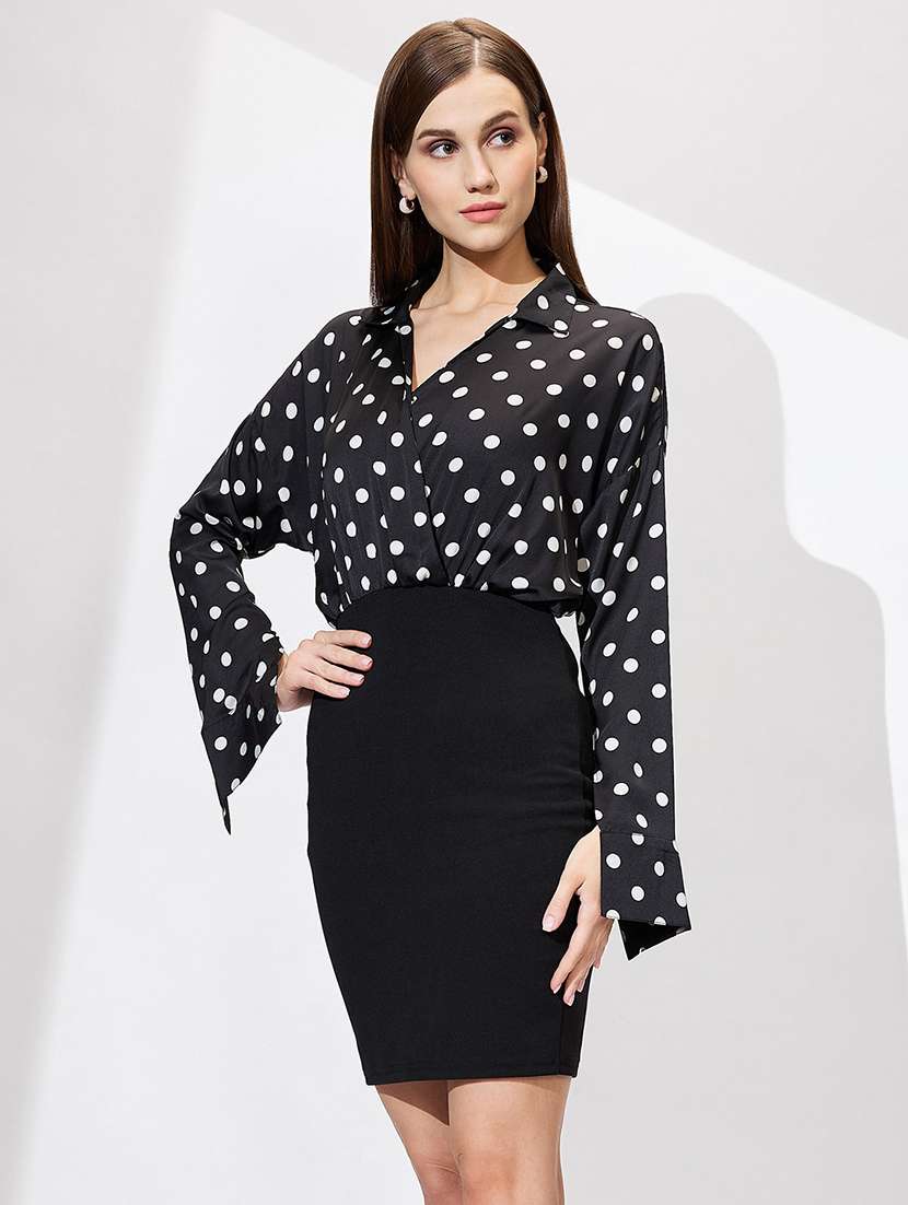 women polka dots bodycon dress