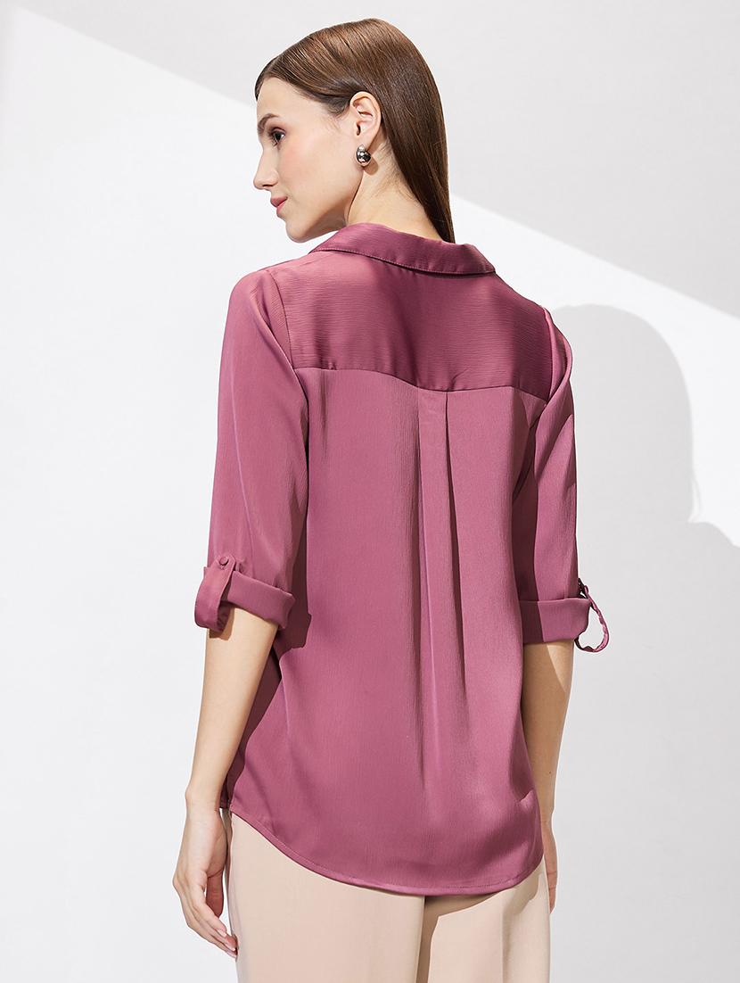 pink satin shirt top - 21672396 - Standard Image - 2
