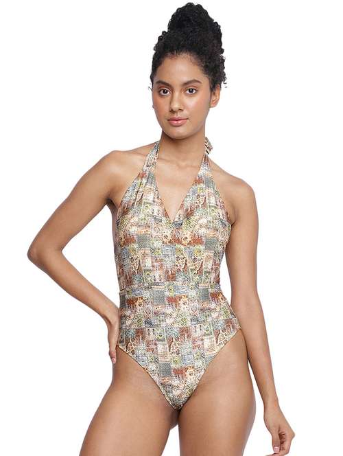 women printed halter neck monokini - 21672402 -  Standard Image - 0