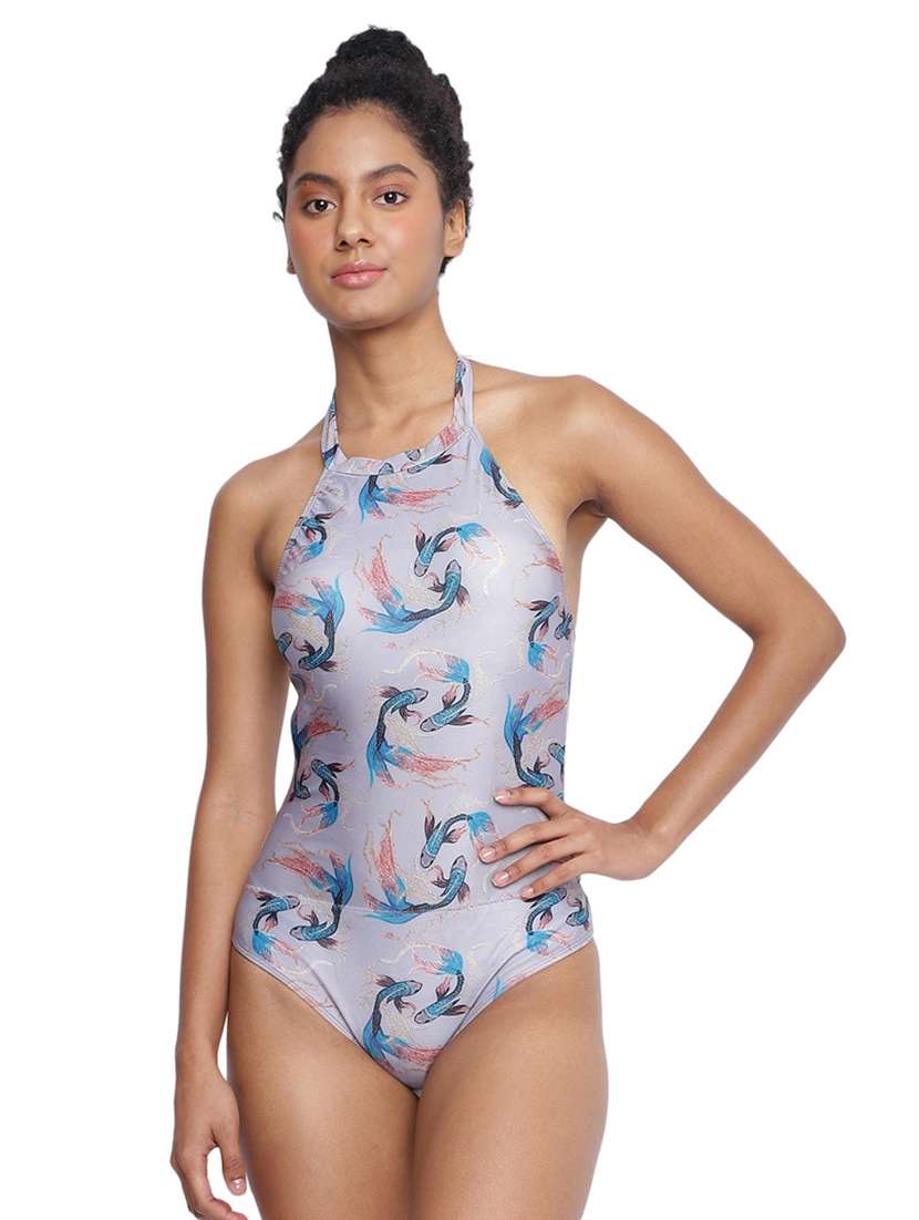 women printed halter neck monokini
