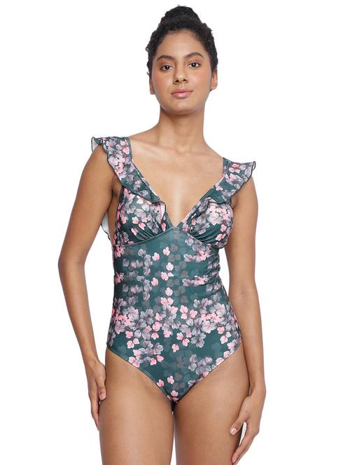 women printed back tie monokini - 21672405 - Standard Image - 0