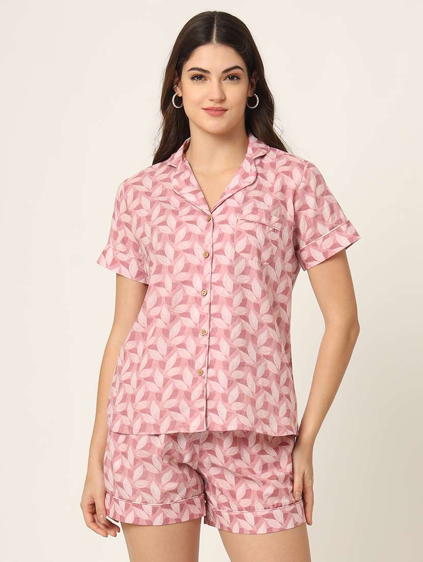 women printed nightwear shrots set