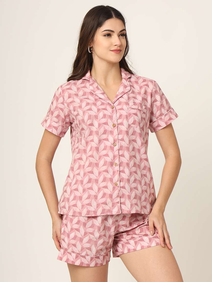 women printed nightwear shrots set - 21672855 - Standard Image - 2
