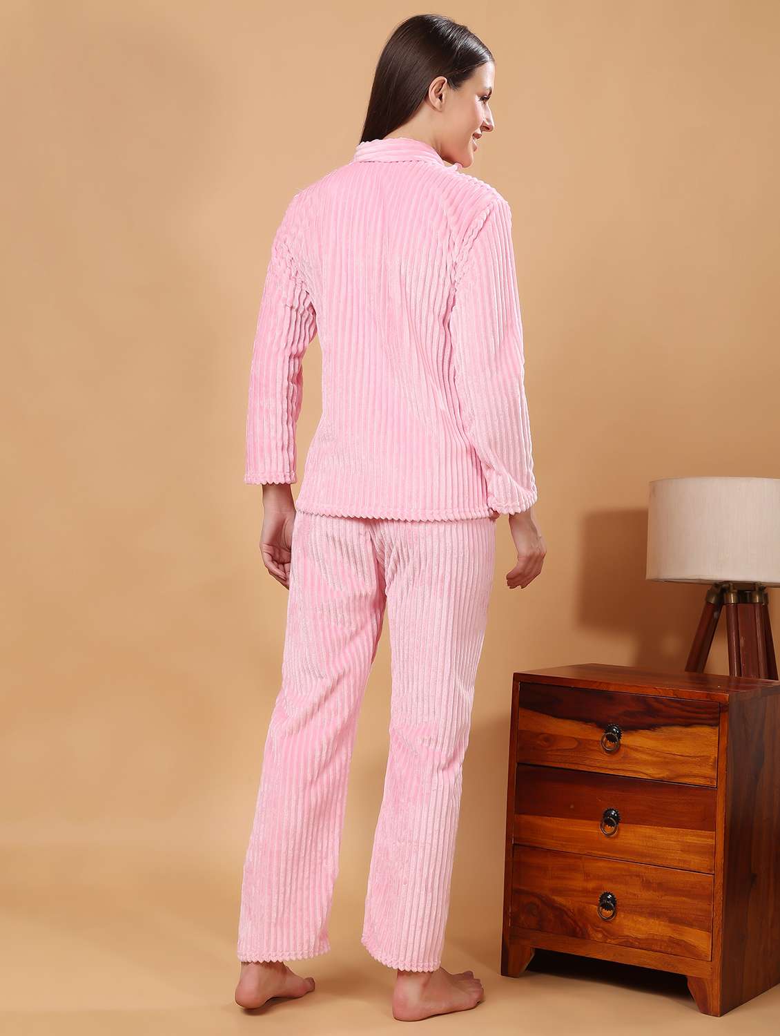 women solid winter wear nightwear pyjama set - 21672932 - Standard Image - 2