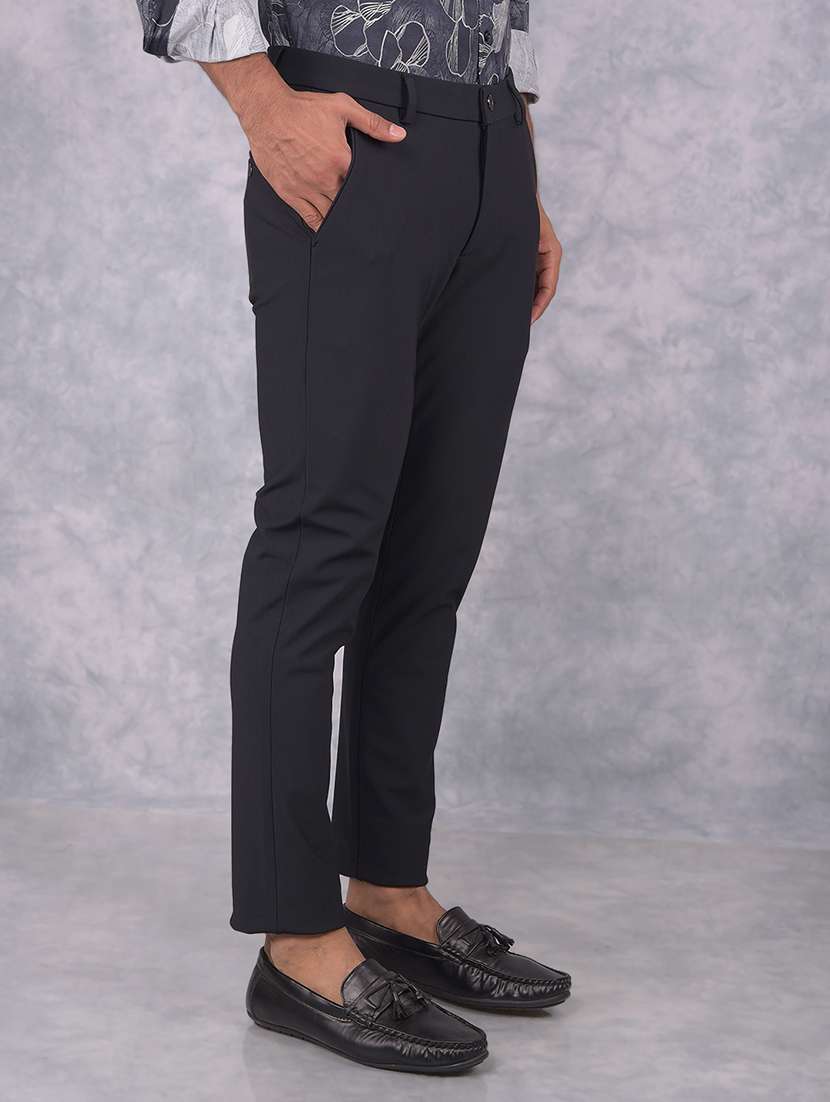 men solid mid rise chinos trouser - 21673007 -  Standard Image - 2