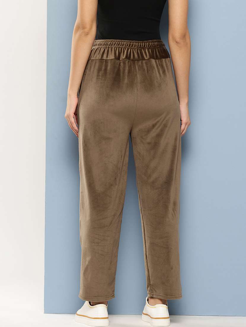 women solid high rise regular track pant - 21673040 -  Standard Image - 2