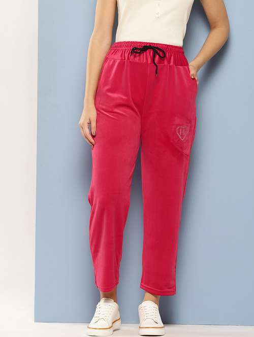 women solid high rise regular track pant - 21673042 -  Standard Image - 0