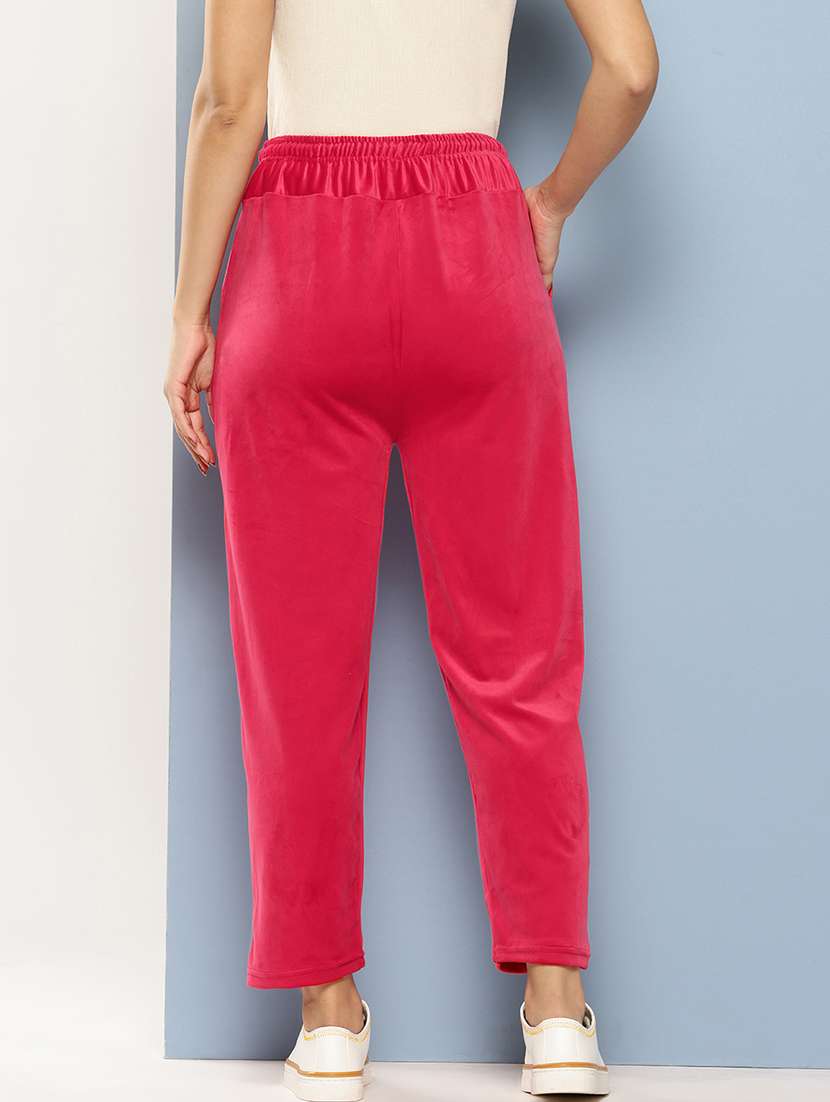 women solid high rise regular track pant - 21673042 -  Standard Image - 2