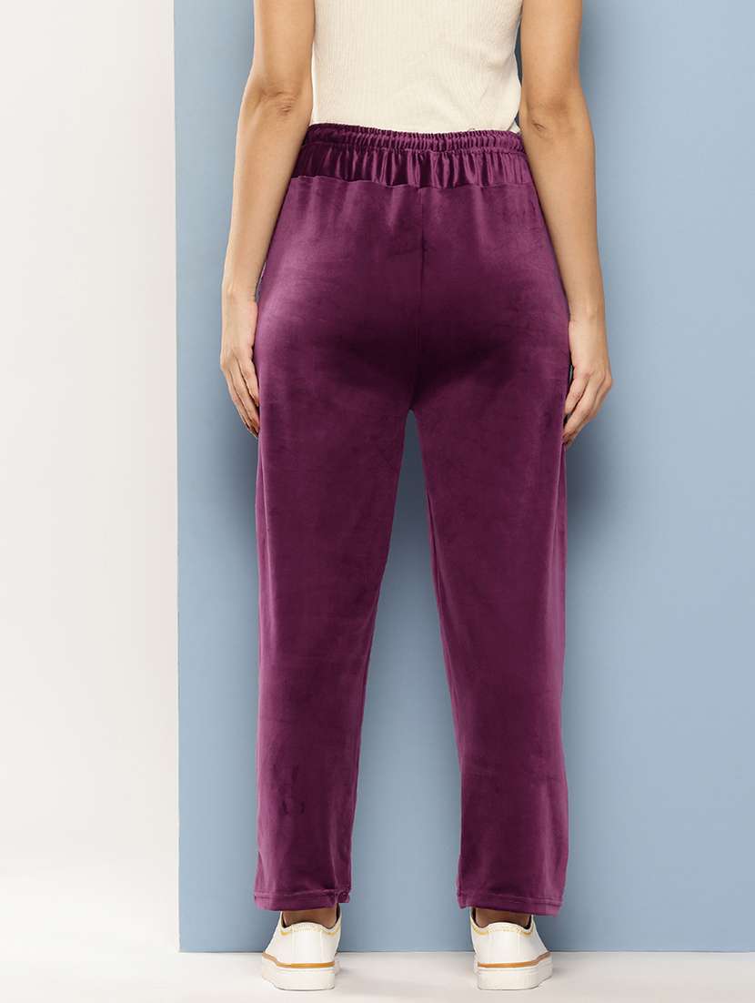 women solid high rise regular track pant - 21673043 -  Standard Image - 2