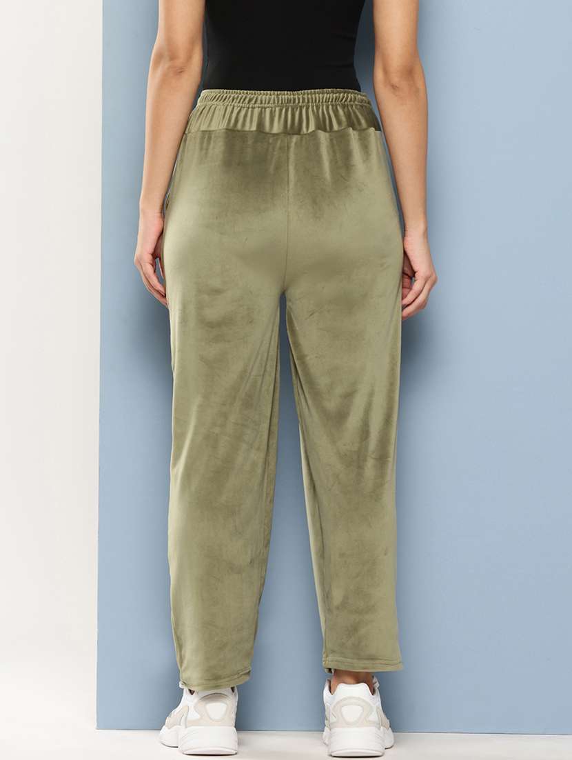 women solid high rise regular track pant - 21673045 -  Standard Image - 2