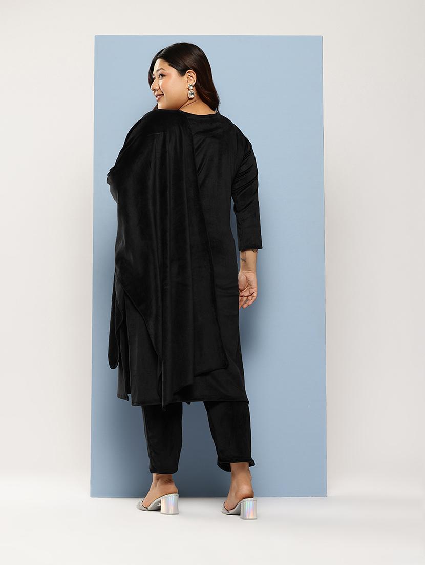 women plus size round neck kurta pant set with dupatta - 21673046 - Standard Image - 2