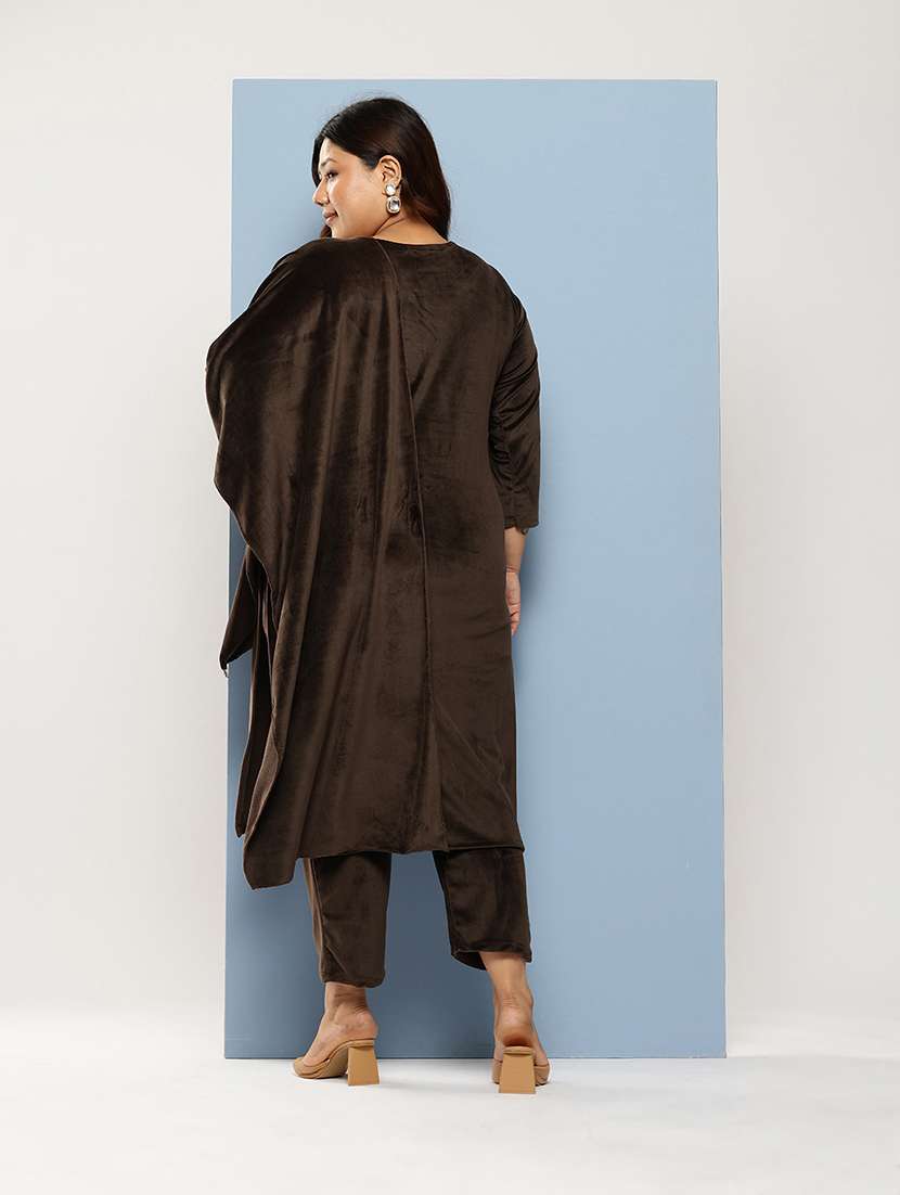 women plus size round neck kurta pant set with dupatta - 21673048 -  Standard Image - 2