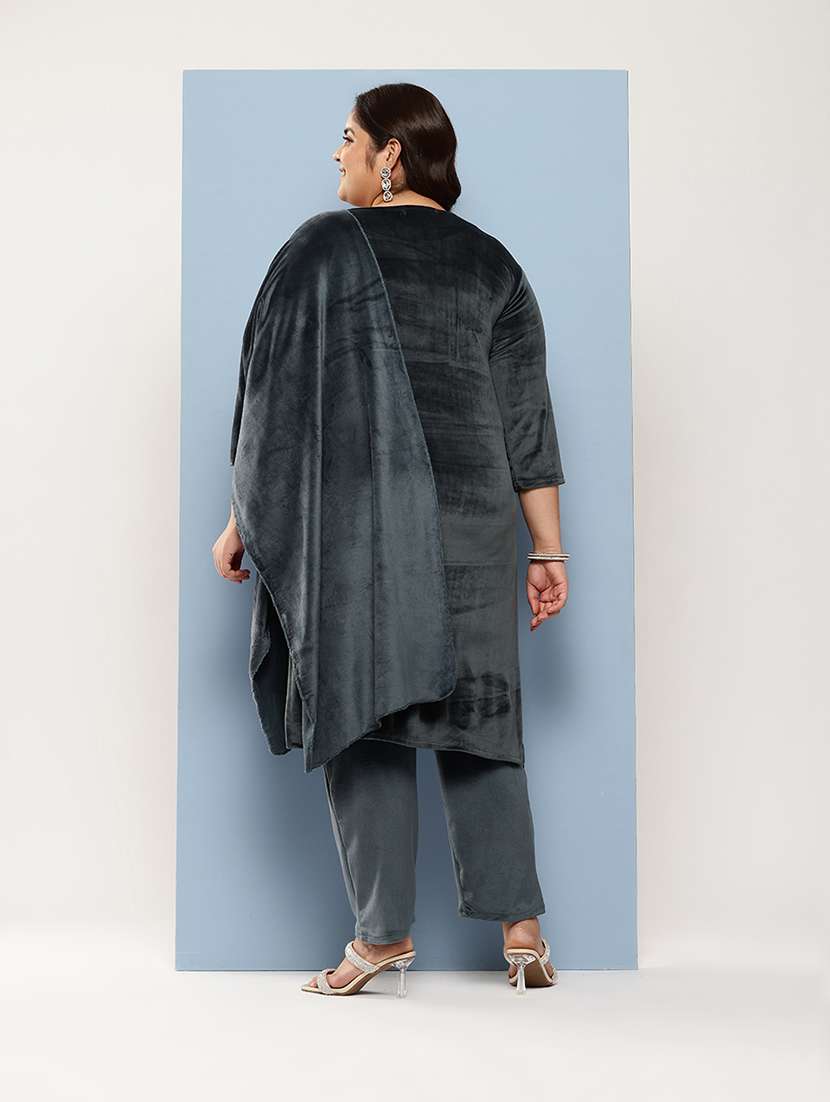 women plus size round neck kurta pant set with dupatta - 21673049 -  Standard Image - 2