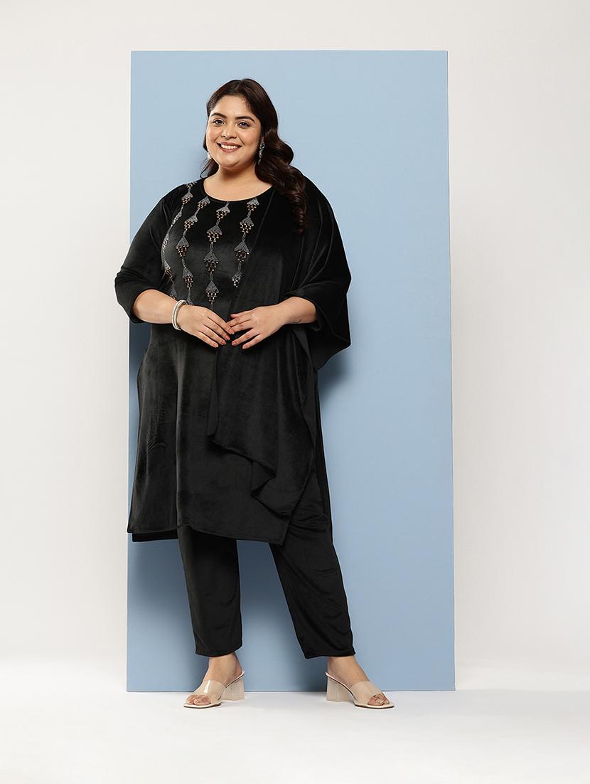 women plus size round neck kurta pant set with dupatta - 21673051 - Zoom Image - 0