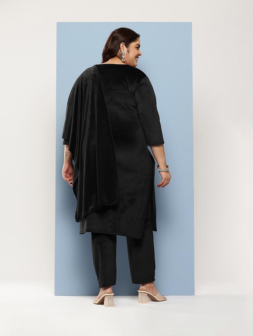 women plus size round neck kurta pant set with dupatta - 21673051 - Standard Image - 2