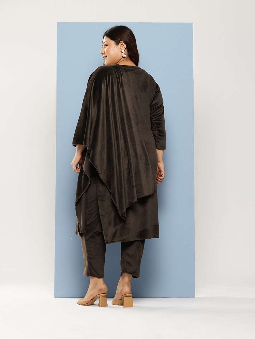 women plus size round neck kurta pant set with dupatta - 21673053 -  Standard Image - 2