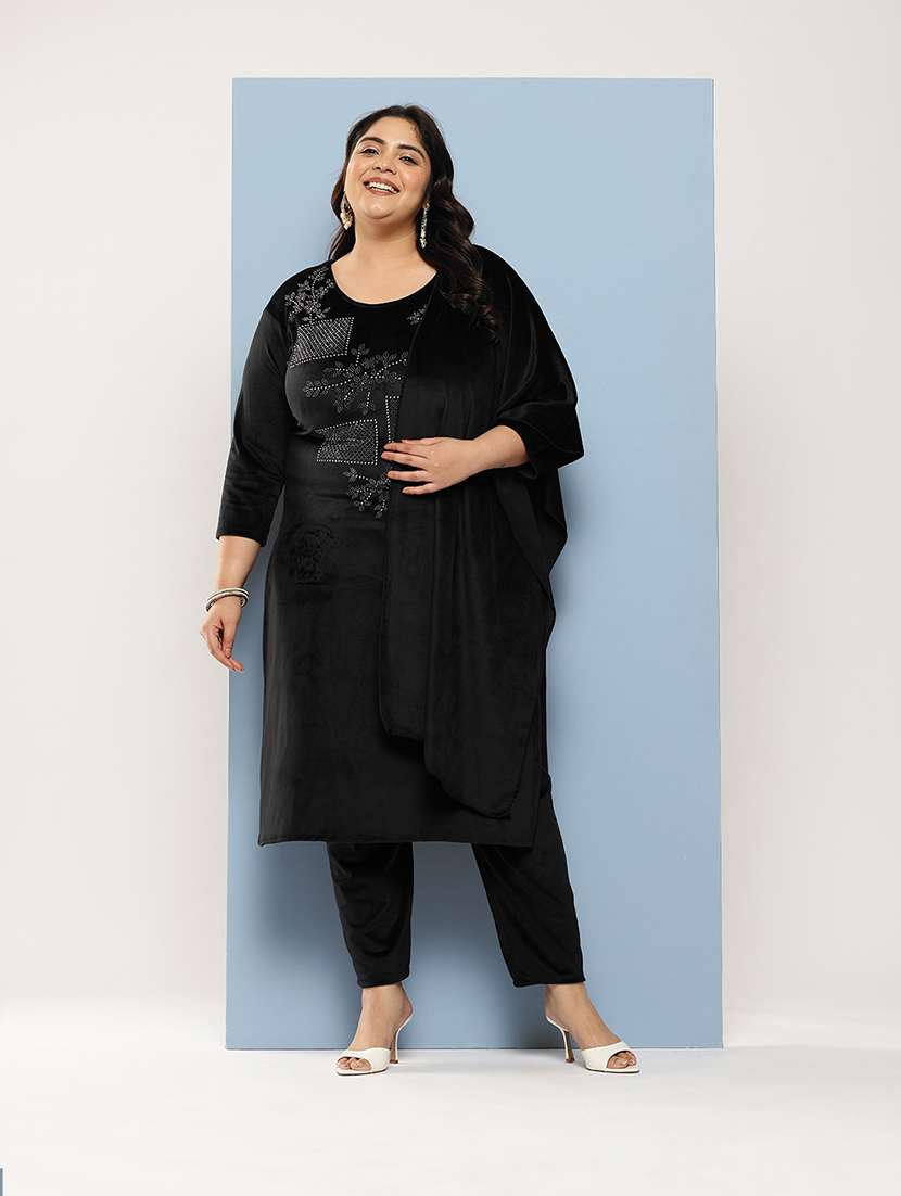 women plus size round neck kurta pant set with dupatta - 21673056 -  Zoom Image - 0