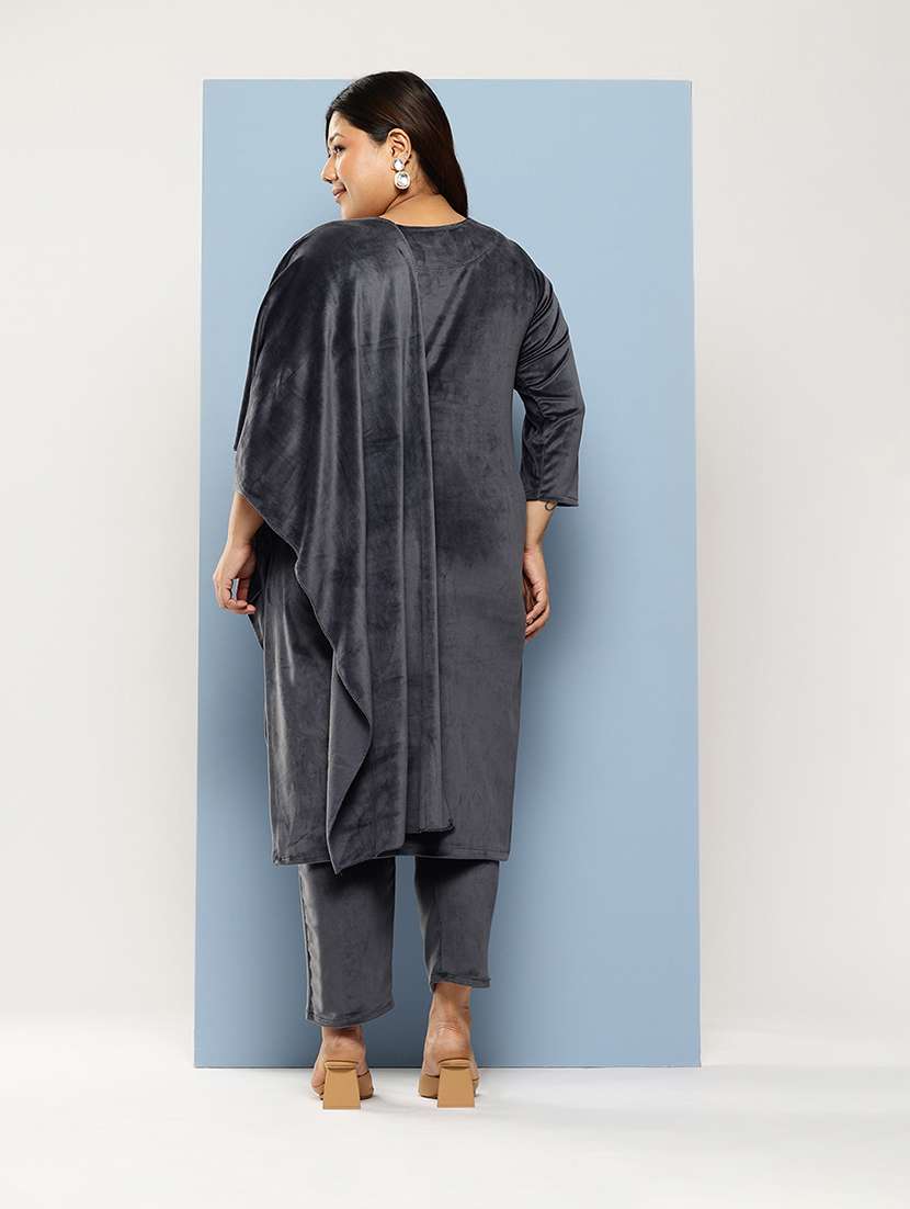 women plus size round neck kurta pant set with dupatta - 21673059 -  Standard Image - 2