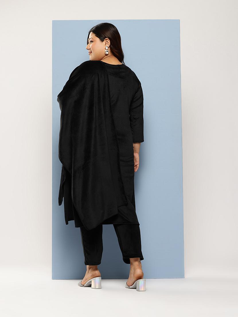 women plus size round neck kurta pant set with dupatta - 21673061 - Standard Image - 2