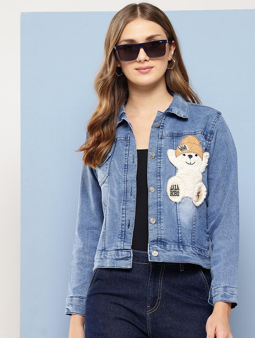 women collared long sleeves denim jacket - 21673080 - Zoom Image - 0