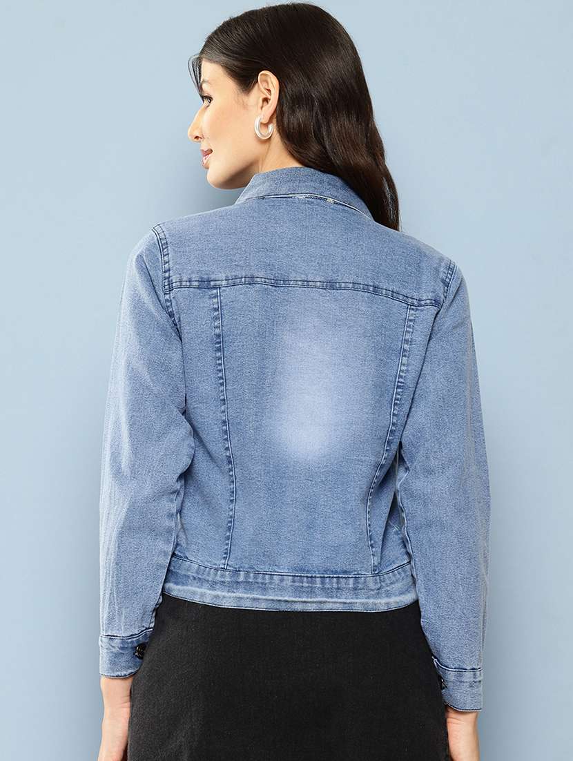 women collared long sleeves denim jacket - 21673082 -  Standard Image - 2