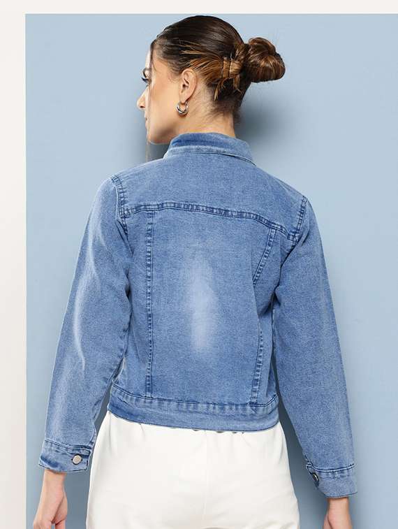 women collared long sleeves denim jacket - 21673086 -  Standard Image - 2