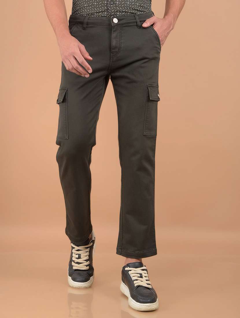 men solid mid rise cargo