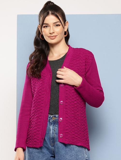 women self designed long sleeves cardigan - 21673167 - Standard Image - 0
