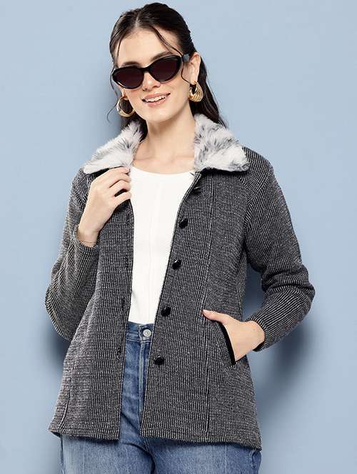 women self designed long sleeves cardigan - 21673173 - Standard Image - 0