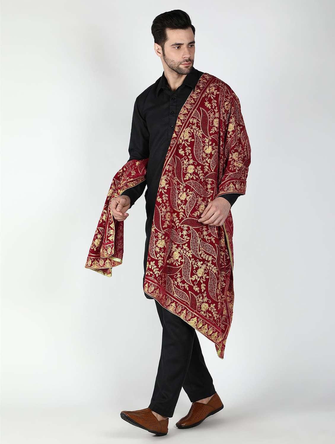 men elegant self design shawl - 21673236 -  Standard Image - 2