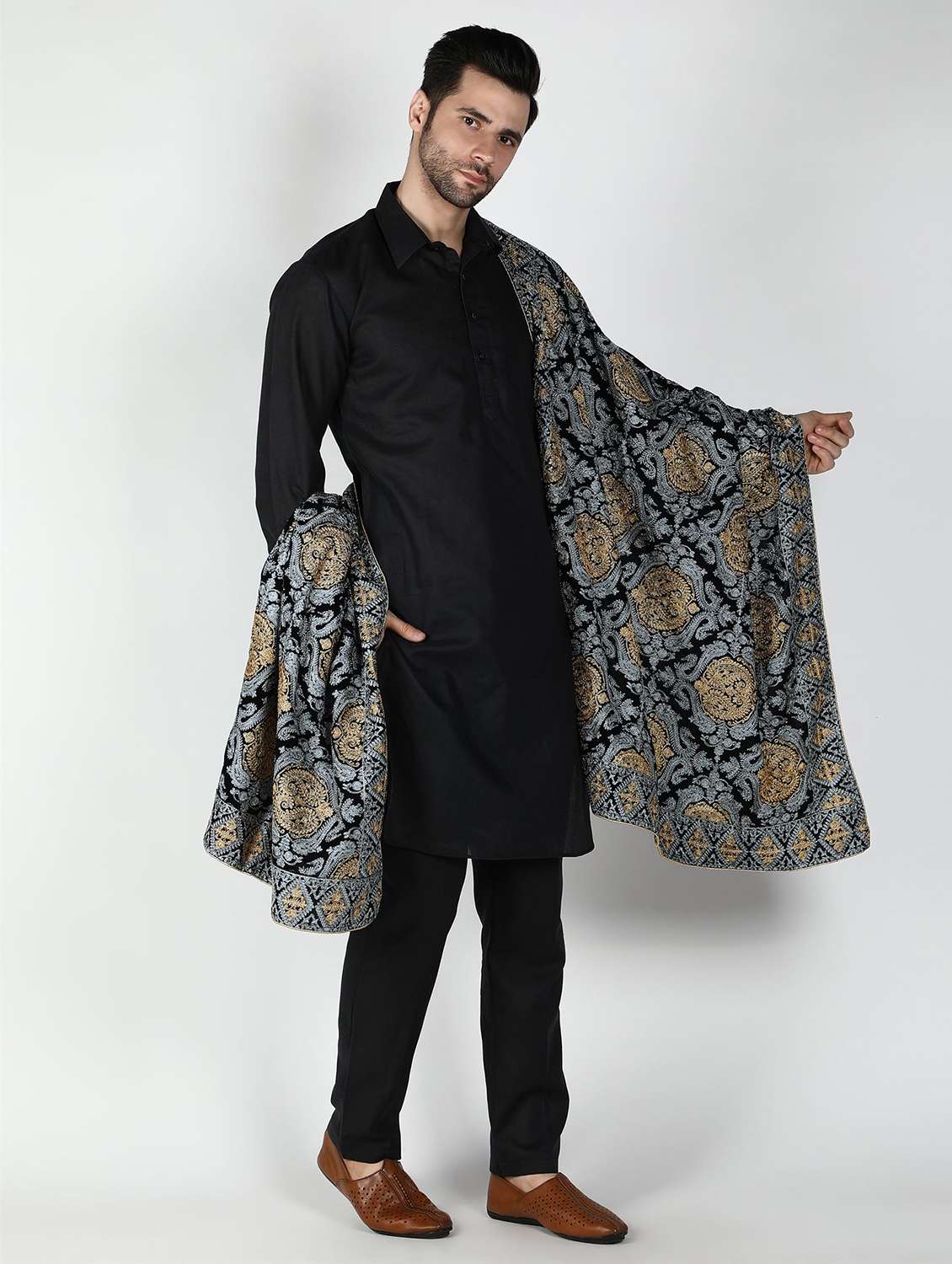 men elegant self design shawl - 21673242 -  Standard Image - 2