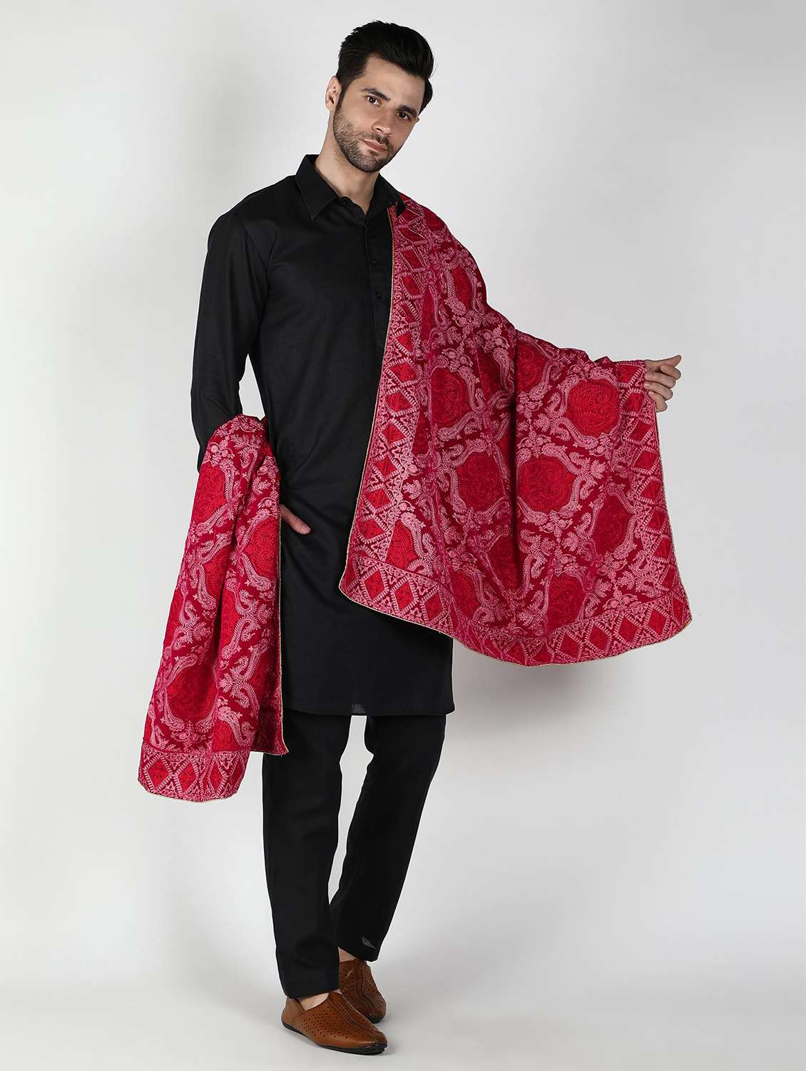 men elegant self design shawl - 21673246 -  Standard Image - 2