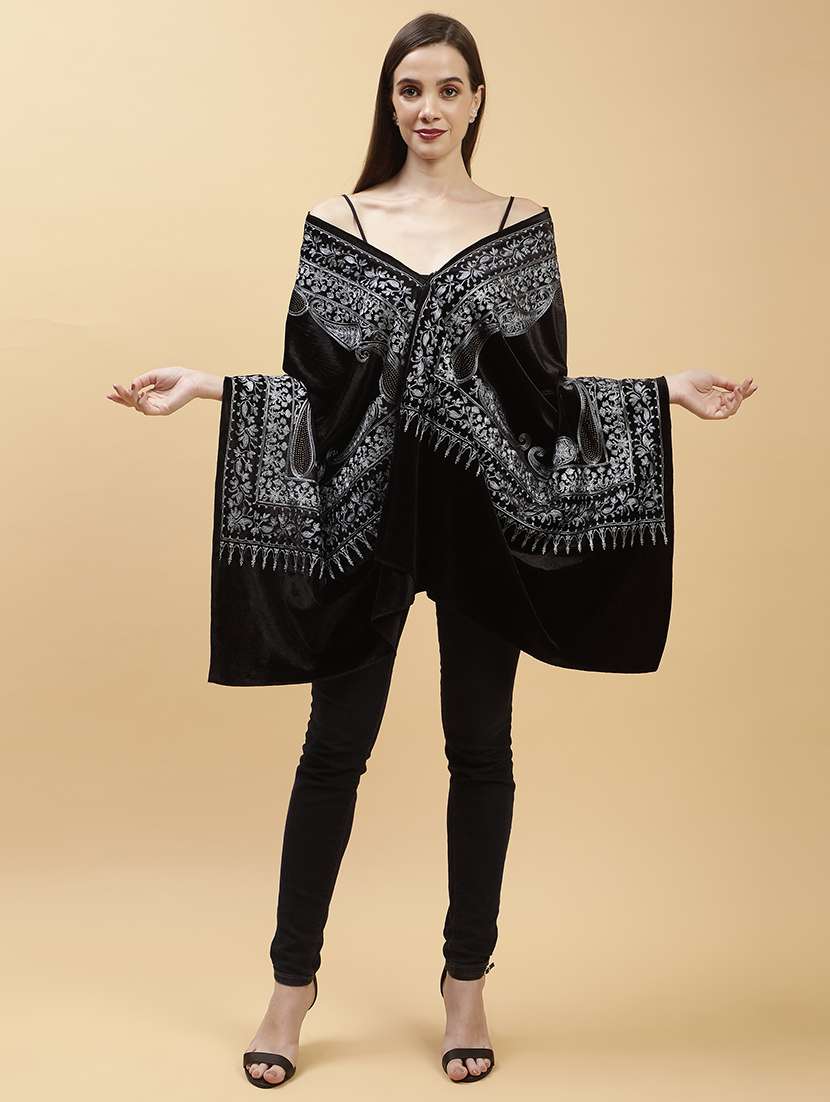 women black embroidered shawl